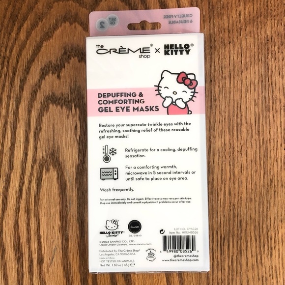 NIB, The Crème Shop X Hello Kitty Depuffing Gel Eye Masks, Reusable - Picture 2 of 3